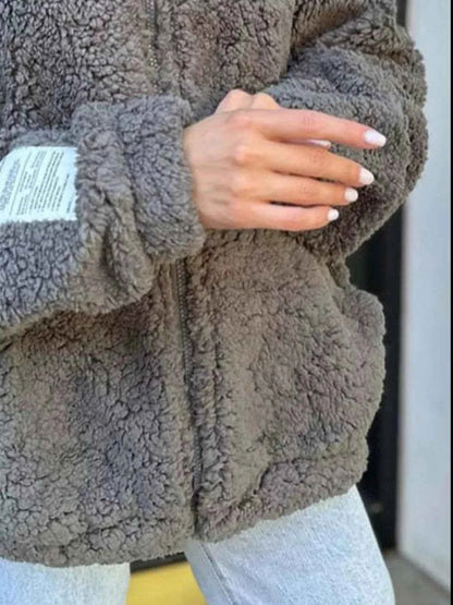 Full Size Plus Size Sherpa Fleece Jacket - Zip-Up Comfort