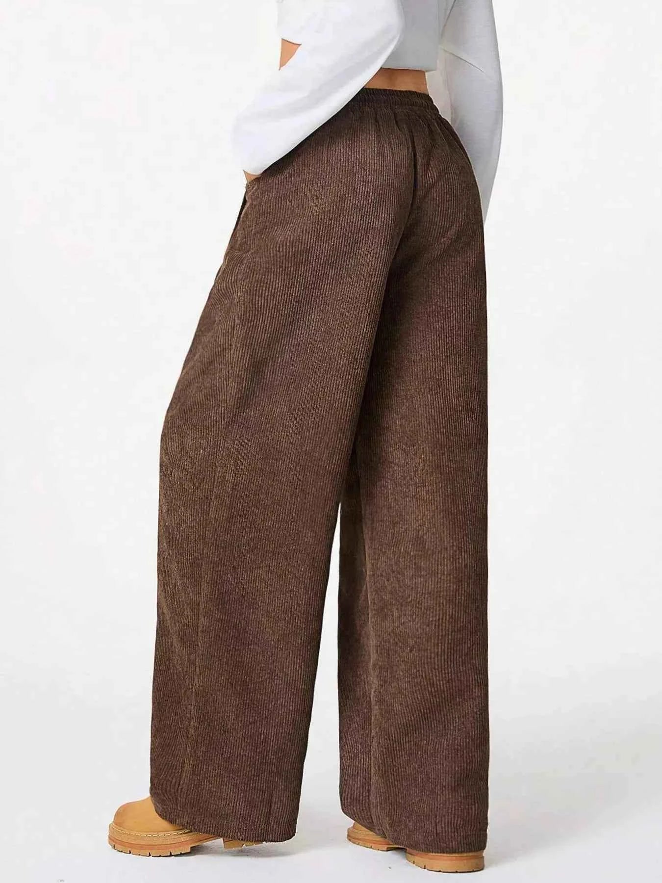 Relaxed Fit Corduroy Pants with Drawstring