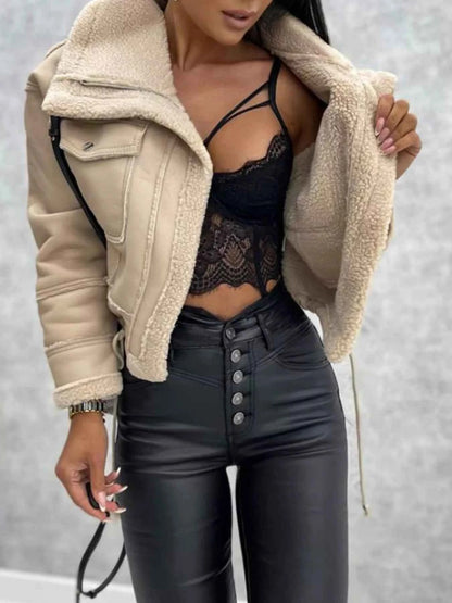 Sherpa Trim Cropped Jacket