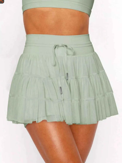 Tiered Skort with Drawstring