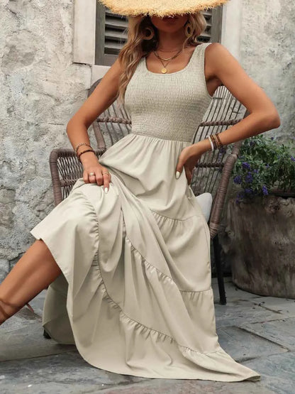 Ivy Lane Sleeveless Tank Dress - Smocked Scoop Neck Style