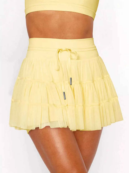 Tiered Skort with Drawstring