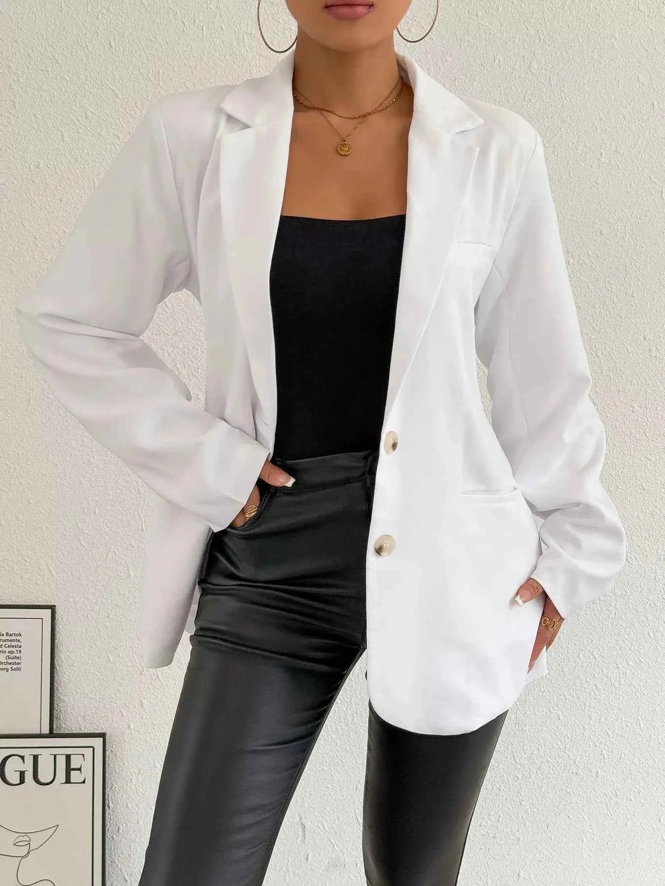 Lapel Collar Long Sleeve Blazer