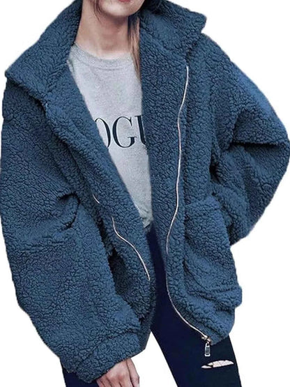 Full Size Plus Size Fleece Zip Up Jacket for Cozy Comfort