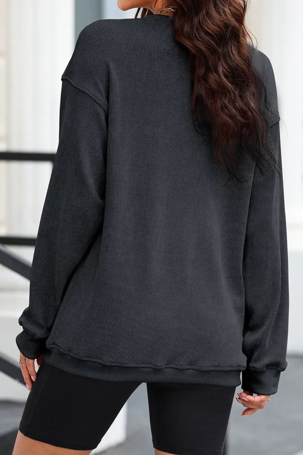 Sequin Candy Cane Round Neck Sweatshirt - DANCING WITH CLOTHES