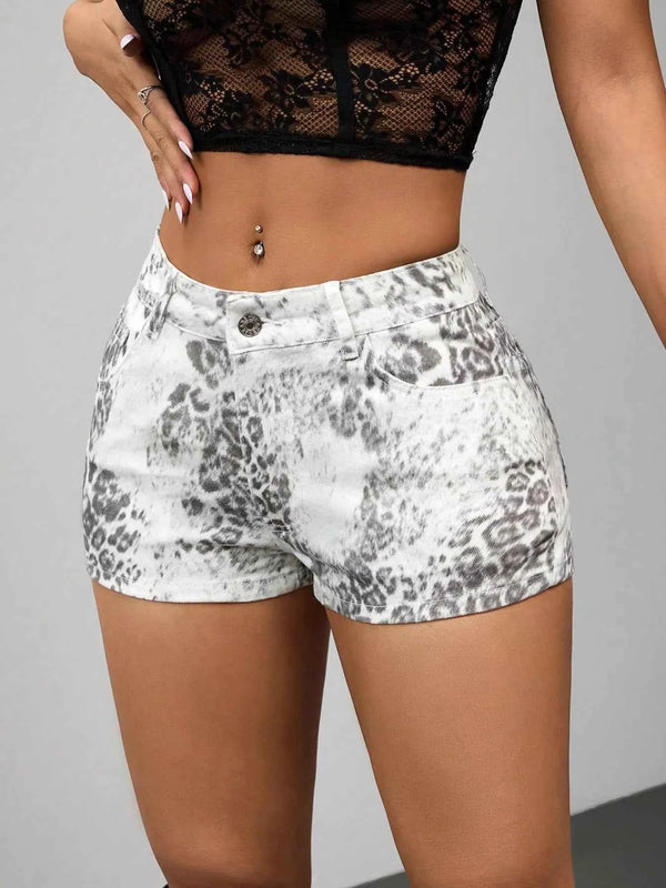 Chic Leopard Denim Shorts