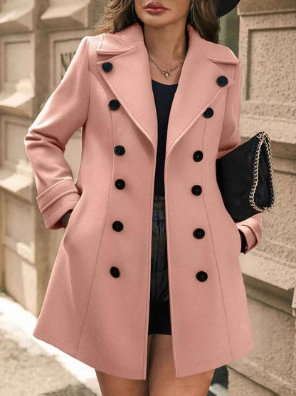 Double-Breasted Wool Blend Overcoat