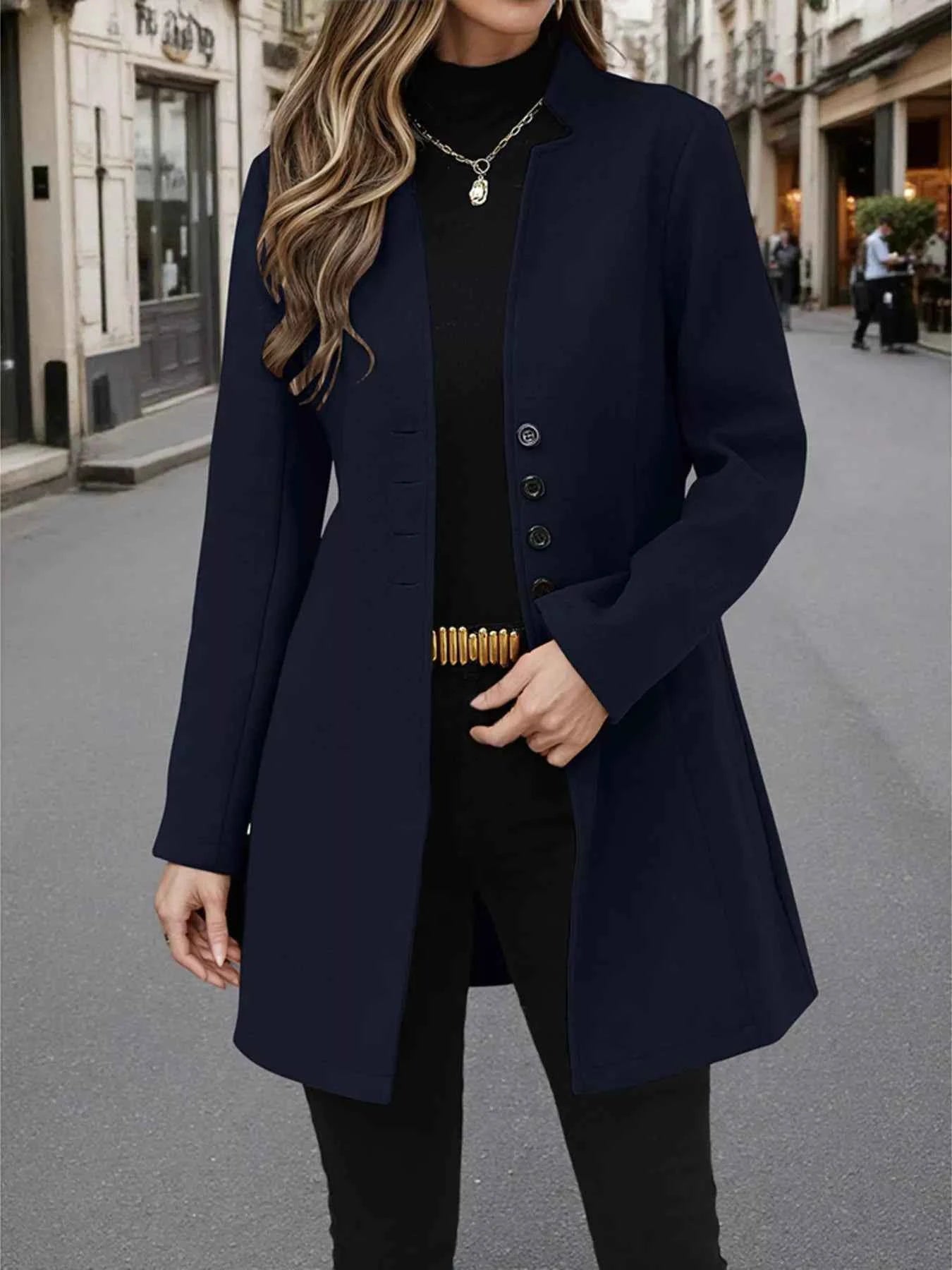 Button Up Long Sleeve Coat