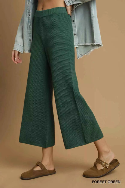 Umgee Textured Knit Wide Leg Pants