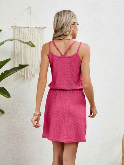 Eyelet Scoop Neck Dress: Effortless Style in a Sleeveless Design
