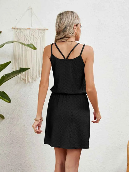 Eyelet Scoop Neck Dress: Effortless Style in a Sleeveless Design