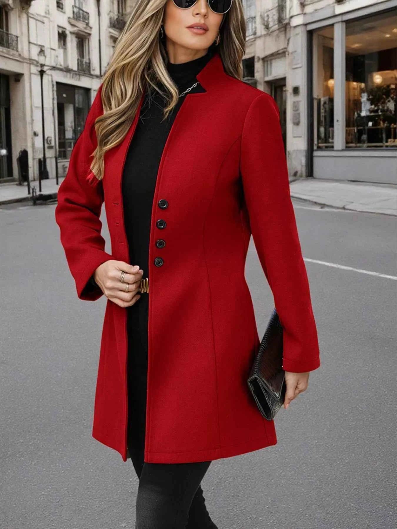 Button Up Long Sleeve Coat