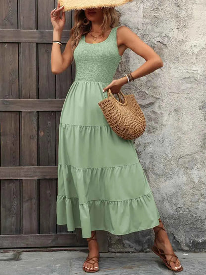 Ivy Lane Sleeveless Tank Dress - Smocked Scoop Neck Style