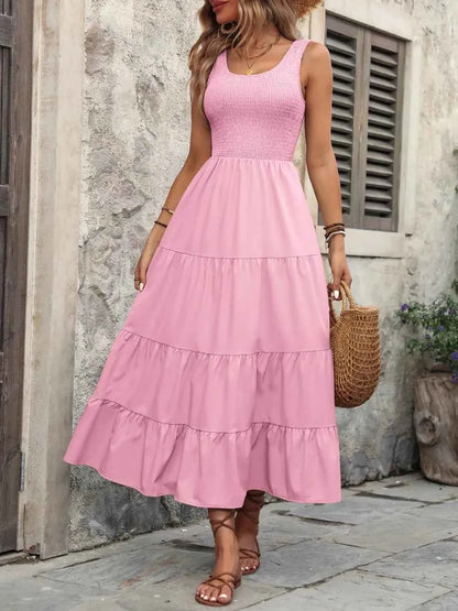 Ivy Lane Sleeveless Tank Dress - Smocked Scoop Neck Style