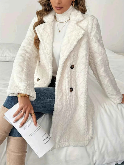 Fleece Double-Breasted Longline Coat