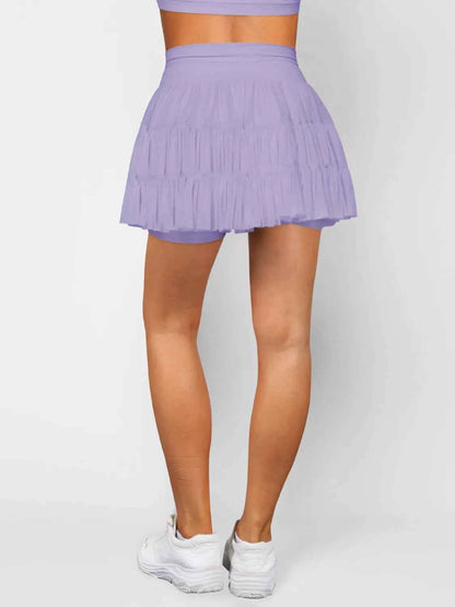 Tiered Skort with Drawstring