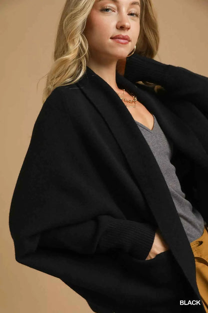 Umgee Open Front Cardigan with Front Pockets