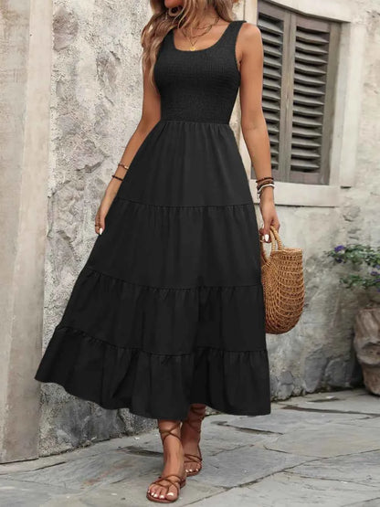 Ivy Lane Sleeveless Tank Dress - Smocked Scoop Neck Style