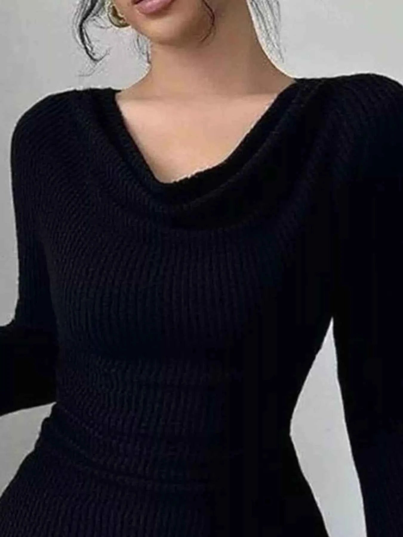 Cowl Neck Flare Sleeve Top