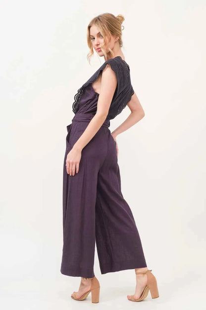 And The Why Laced Surplice Tie Waist Jumpsuit