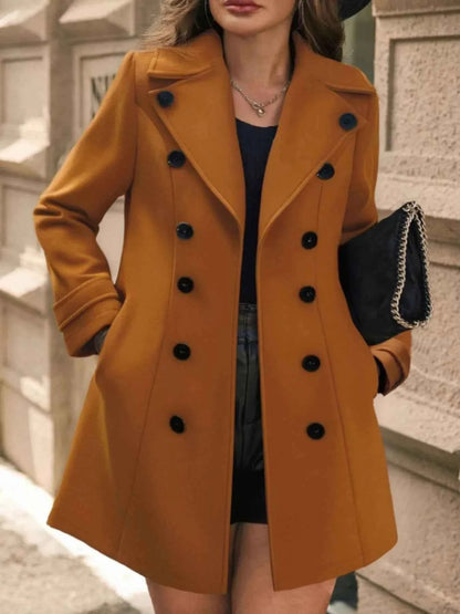 Double-Breasted Wool Blend Overcoat