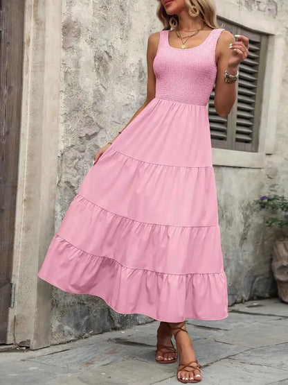 Ivy Lane Sleeveless Tank Dress - Smocked Scoop Neck Style