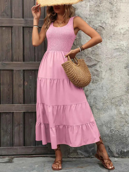 Ivy Lane Sleeveless Tank Dress - Smocked Scoop Neck Style