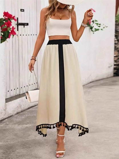 Tassel Trim High Waist Skirt