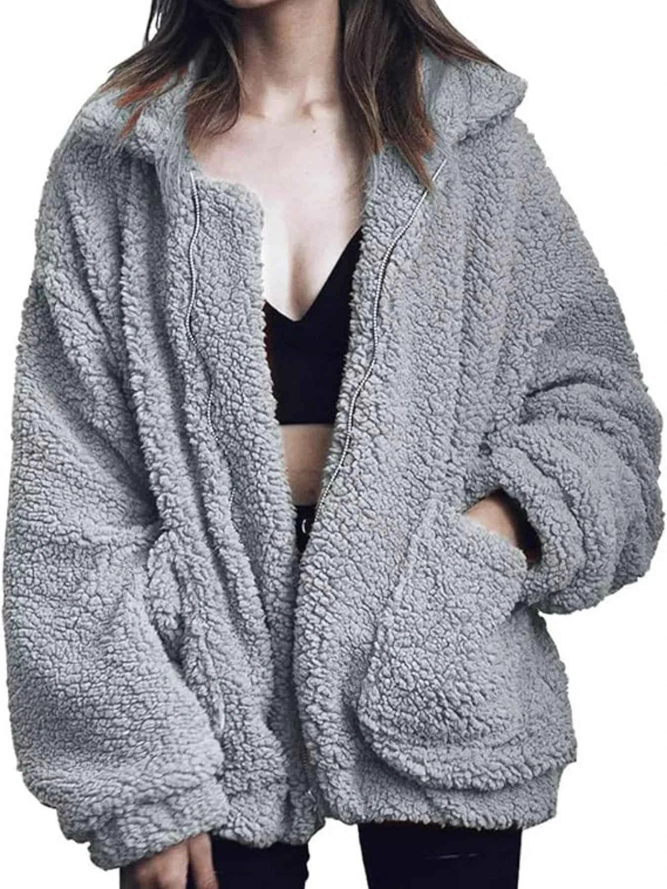 Full Size Plus Size Fleece Zip Up Jacket for Cozy Comfort