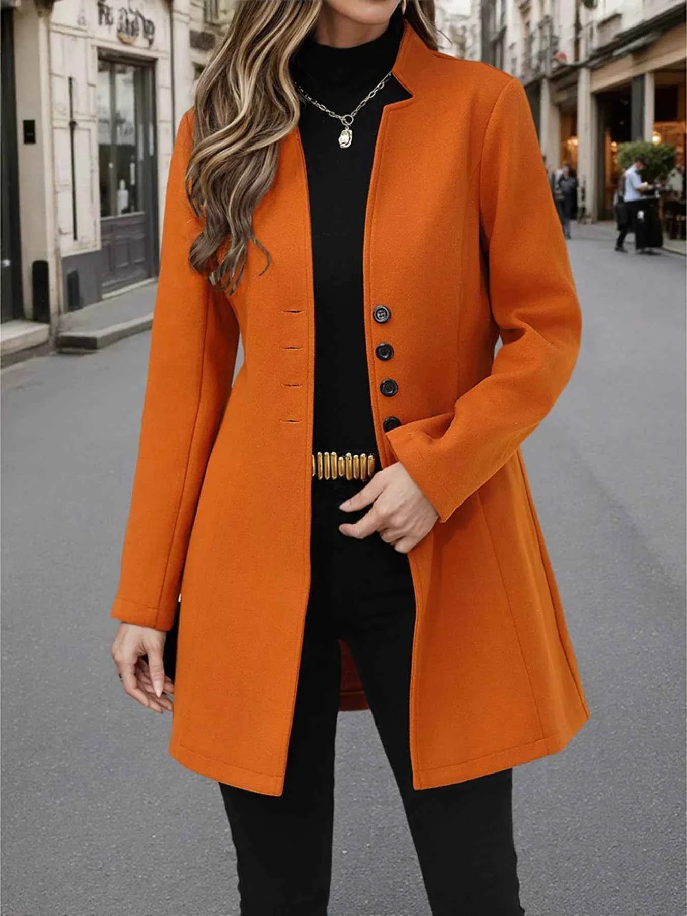 Button Up Long Sleeve Coat