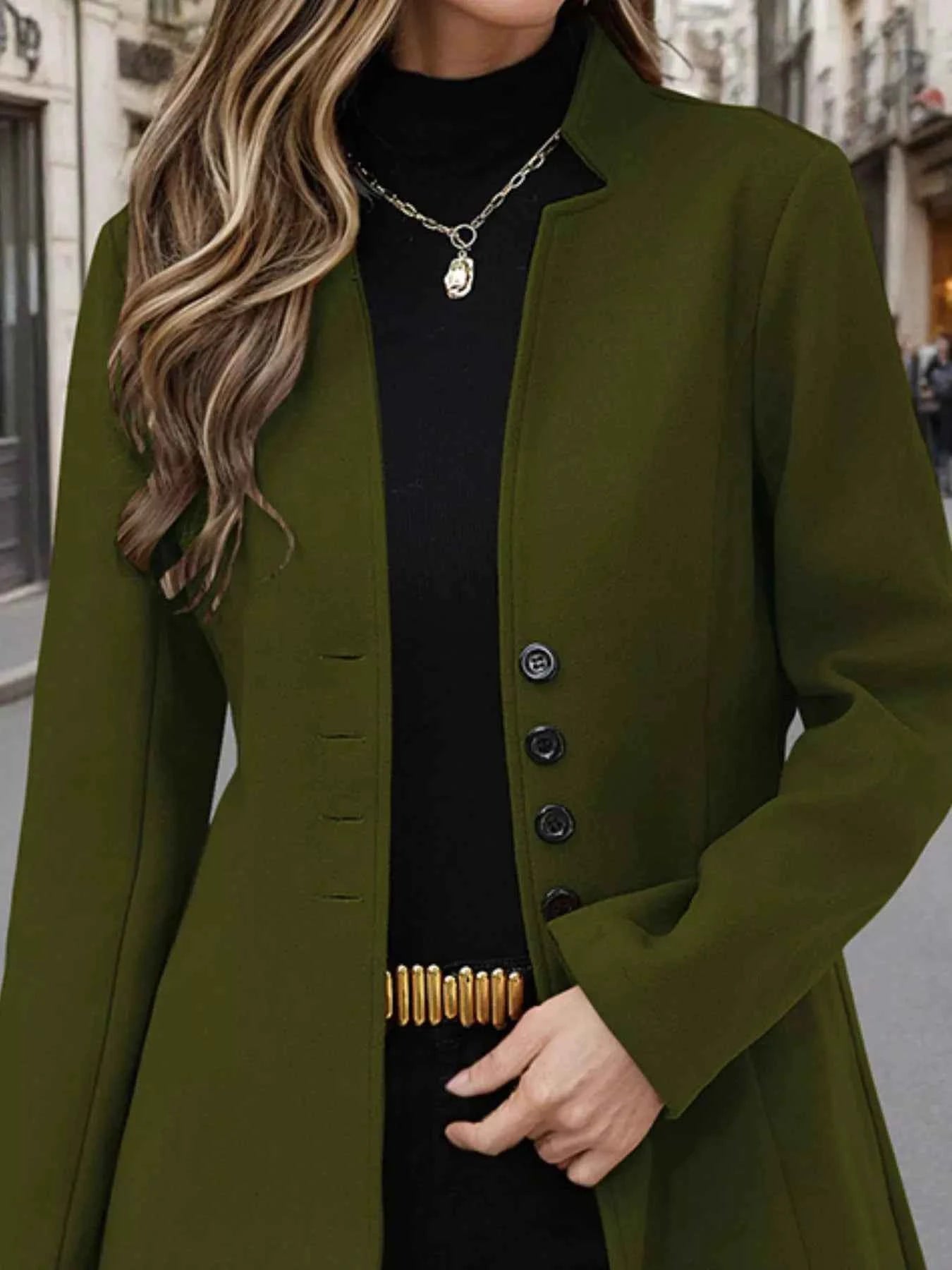 Button Up Long Sleeve Coat