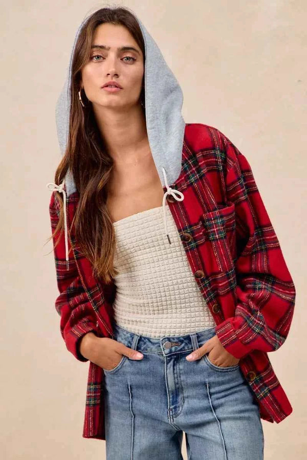 Cozy Checkered Hooded Jacket