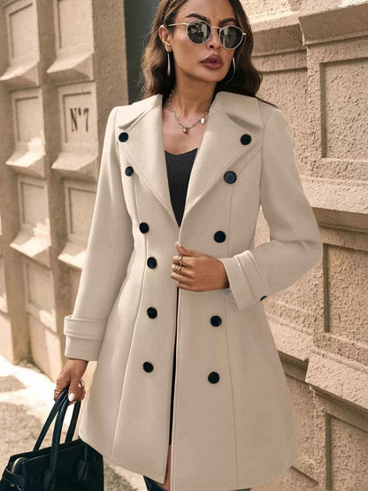 Double-Breasted Wool Blend Overcoat