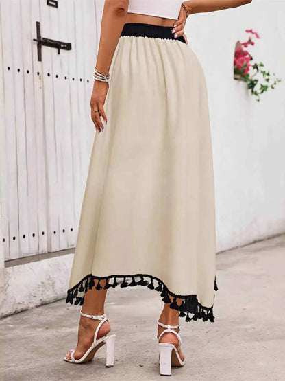Tassel Trim High Waist Skirt