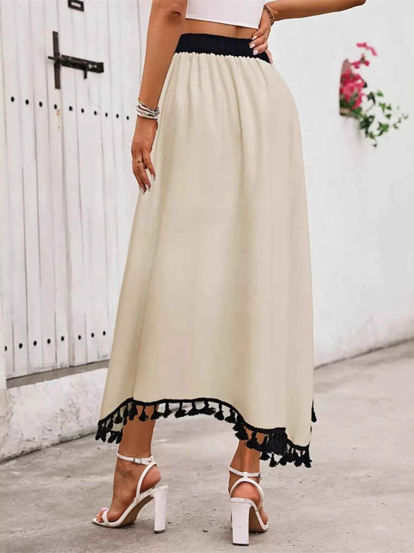 Tassel Trim High Waist Skirt