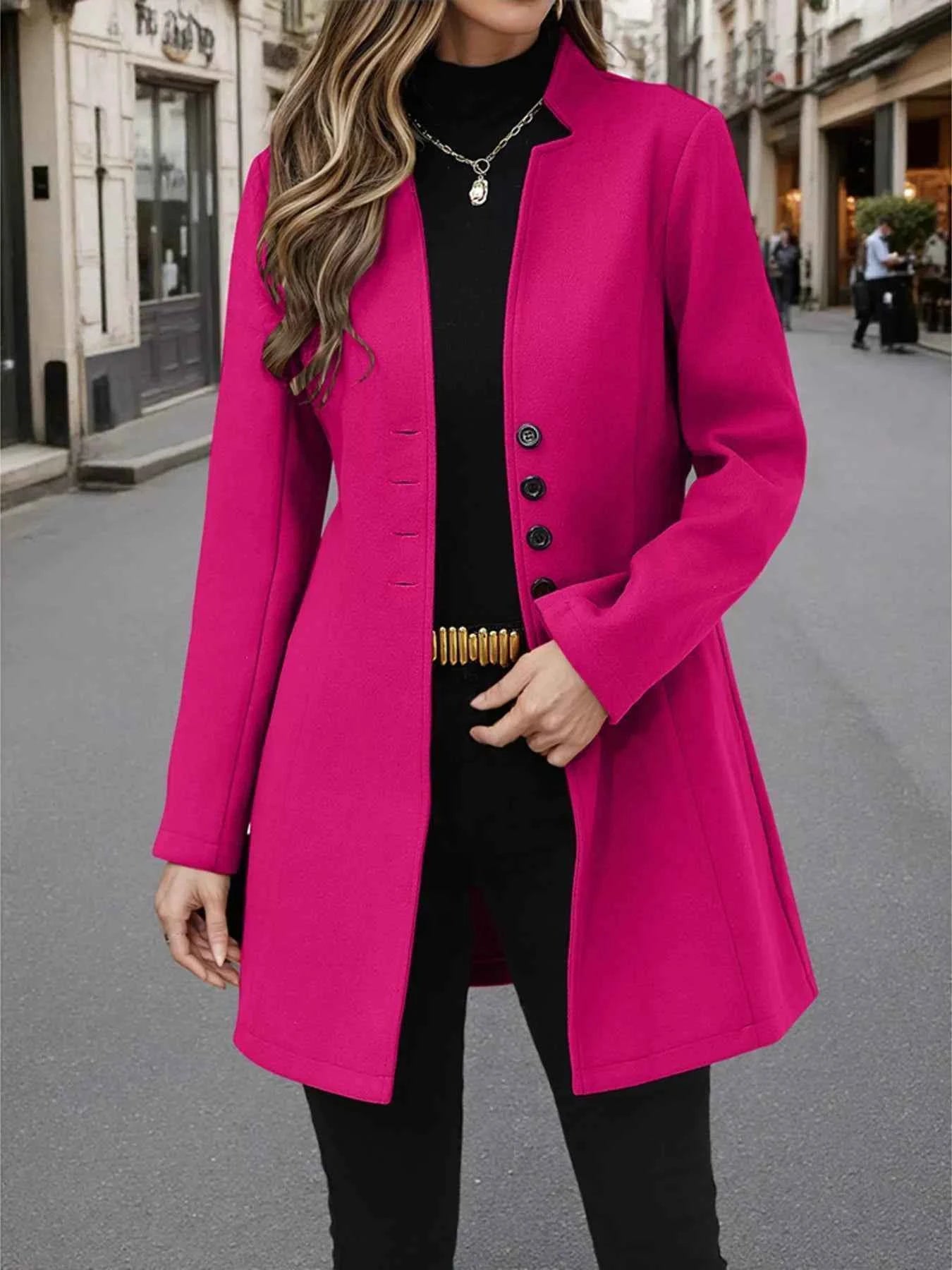 Button Up Long Sleeve Coat