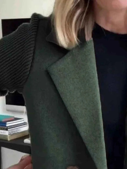 Full Size Knit Sleeve Double-Breasted Outerwear Plus Size