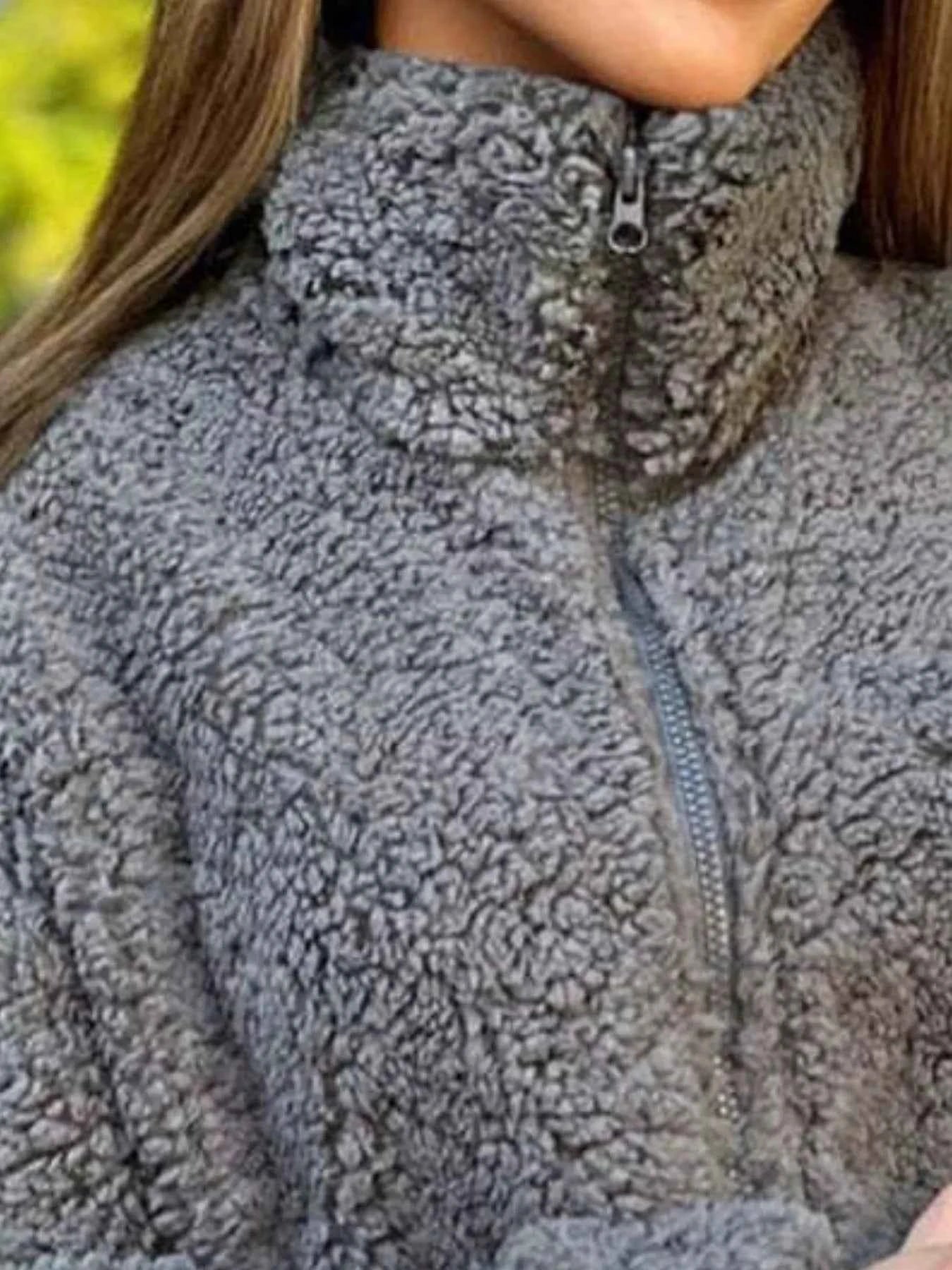 Full Size Plus Size Sherpa Fleece Jacket - Zip-Up Comfort
