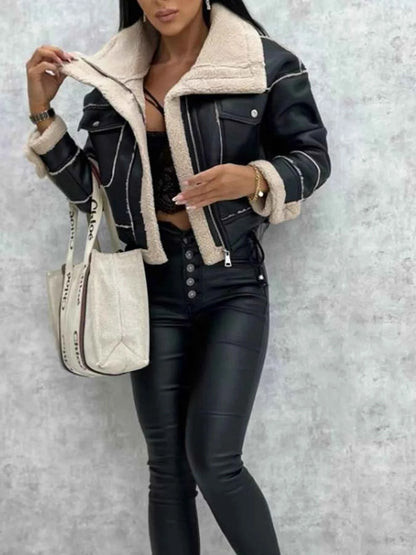 Sherpa Trim Cropped Jacket