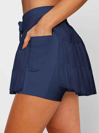Tiered Skort with Drawstring