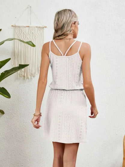 Eyelet Scoop Neck Dress: Effortless Style in a Sleeveless Design