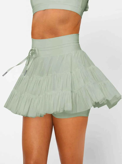 Tiered Skort with Drawstring